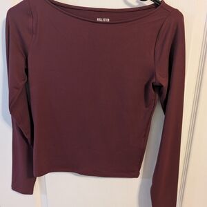 Hollister Women's Burgundy Long Sleeve Tee